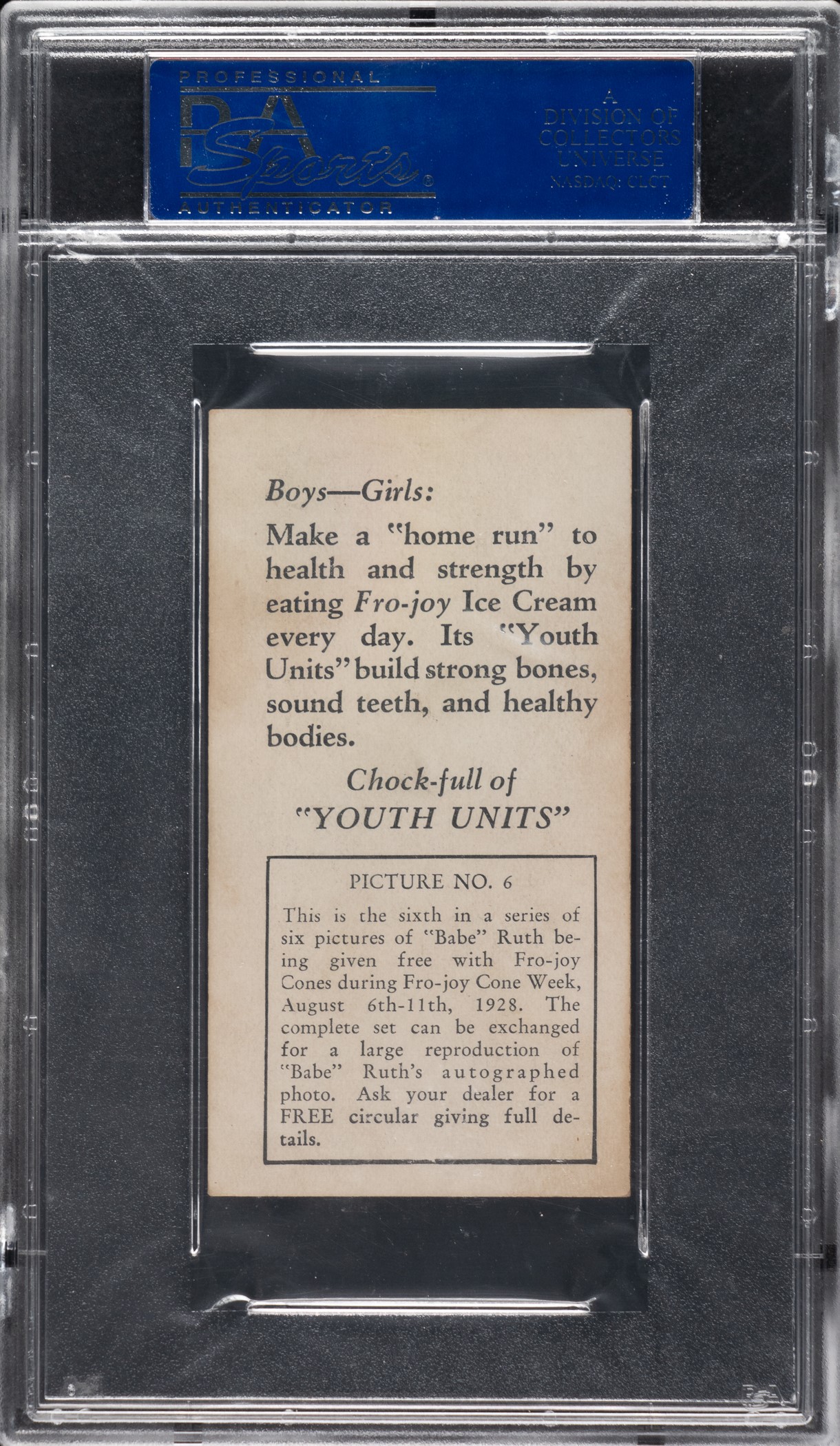 1928 Fro Joy 6 Babe Ruth Is A Crack Fielder PSA EX 5 REA Archive