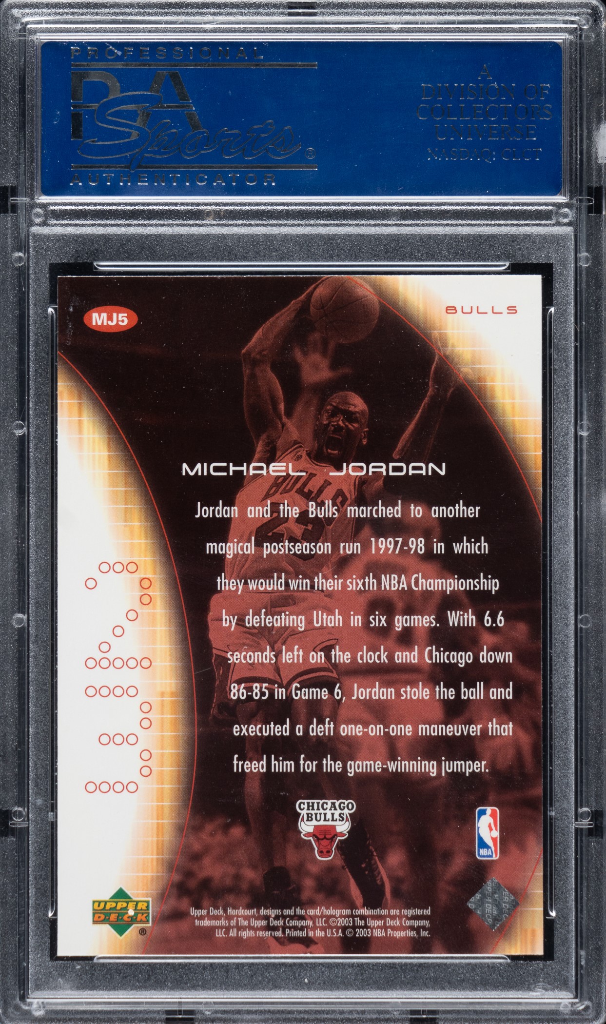 2003 2004 Upper Deck Hardcourt Heart Of A Champion Basketball MJ5