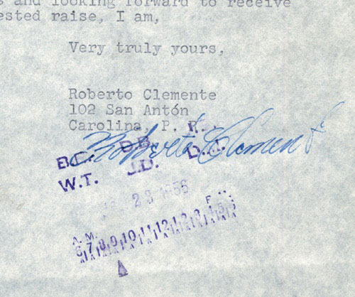 1956 Roberto Clemente Signed Letter and Contract Archive. We aren