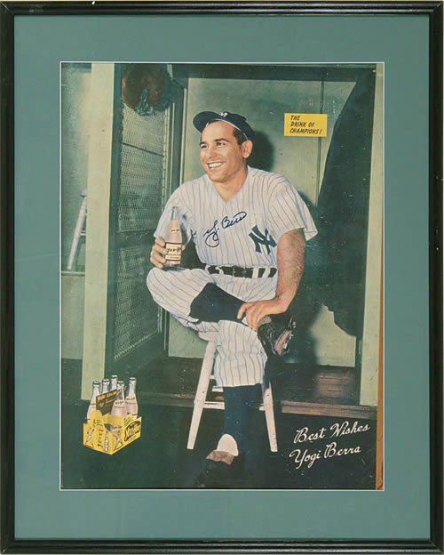 Hall of Fame baseball player Yogi Berra in autographed picture as