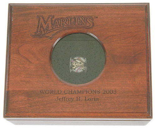 Lot Detail - 2003 Florida Marlins World Series Ring with Glass Etched  Jewelry Box (Staff Ring)