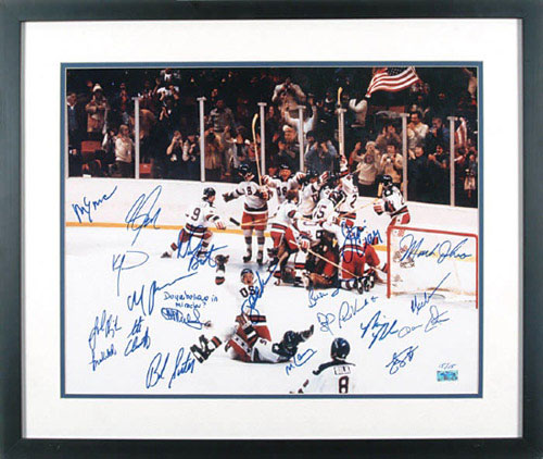 Miracle on Ice 1980 USA Hockey Team Lake Placid Celebration Photo Signed by Jack O'Callahan 5x7