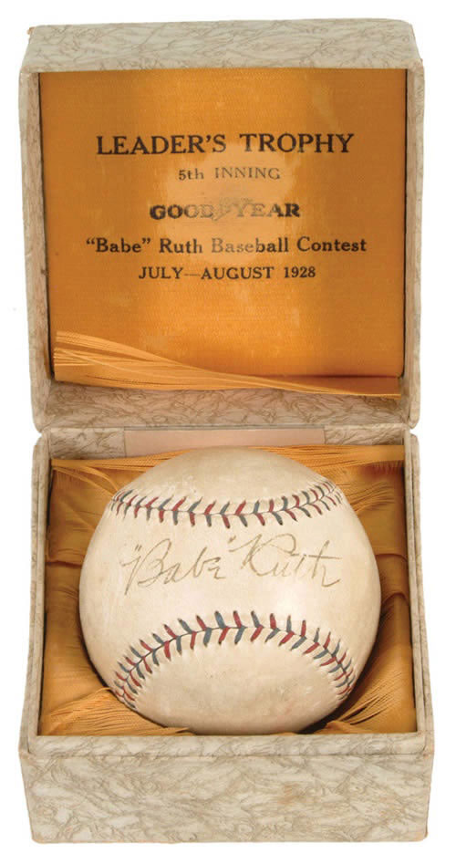 1937 BABE RUTH SECRETARY SIGNED SINCLAIR BASEBALL GRAND PRIZE GIVEAWAY VERY  RARE