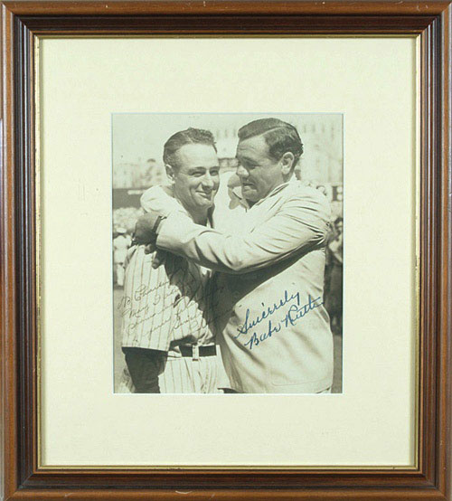 Sold at Auction: Lou Gehrig, Babe Ruth Framed Original Print