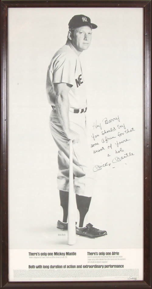 Sports auction includes a dirty note from Mickey Mantle