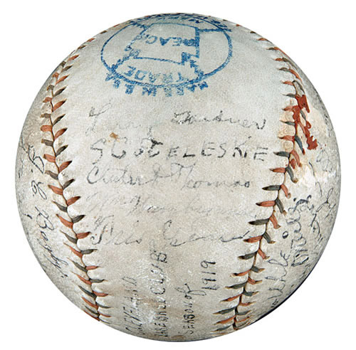 1920 Cleveland Indians WS Champs Team Signed Baseball Ray Chapman Babe —  Showpieces Sports