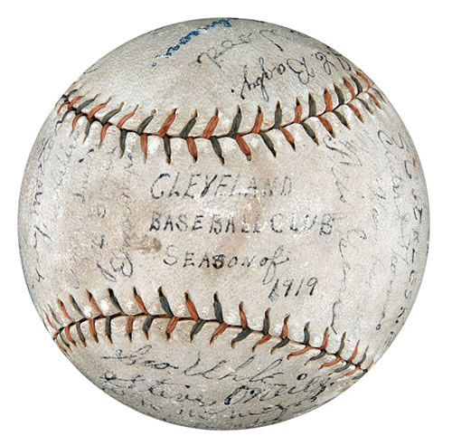 1920 Cleveland Indians Team Signed Replica Baseball W/ Ray 