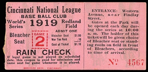 Cincinnati Reds 1919 World Series Framed 18 x 14 Ticket