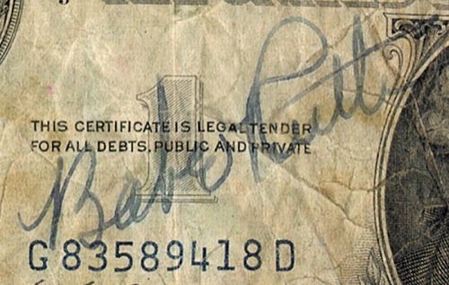 1935 Babe Ruth Double-Signed Check. Those following the memorabilia, Lot  #19023