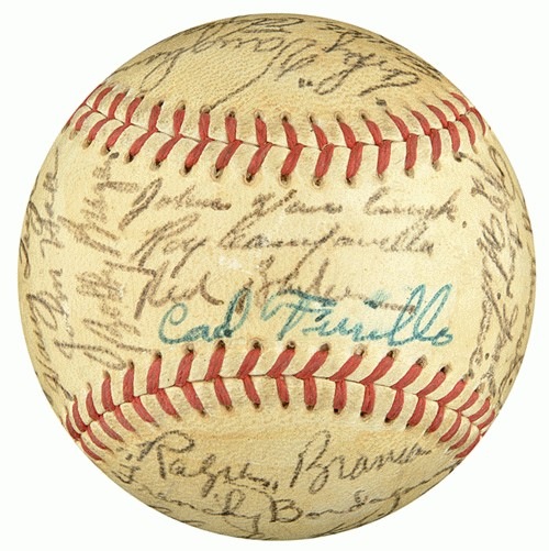 At Auction: Signed Roy Campanella Baseball photo Dodgers