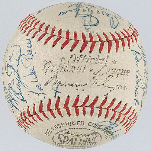 1955 Brooklyn Dodgers Team Signed Baseball. Autographs Baseballs, Lot  #82224