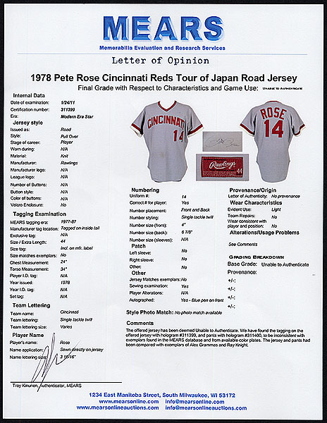 Lot Detail - 1976 Pete Rose Cincinnati Reds Game-Used Road Jersey