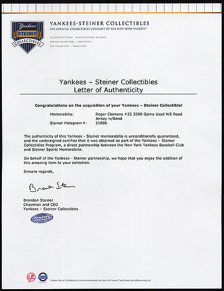 ROGER CLEMENS 2003 NY YANKEES GAME WORN JERSEY MYSTERY SWATCH BOX