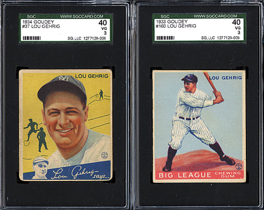 1933 & 1934 Goudey Lou Gehrig SGC-Graded Cards (2) | REA Archive