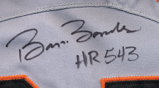 Barry Bonds Signed & Inscribed Jersey