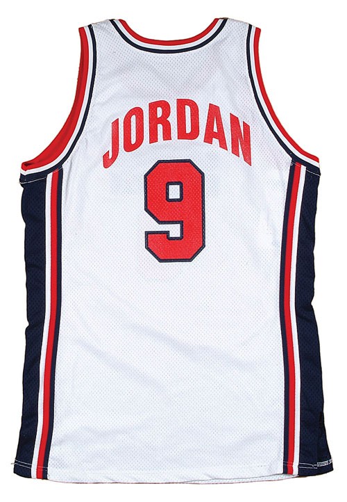 Dream Team USA Olympic No.9 Michael Jordan Dark Blue With Red Number Men's  Basketball Jersey