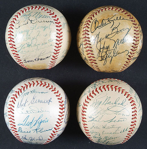 1950 Boston Red Sox Team Signed Baseball. Autographs Baseballs