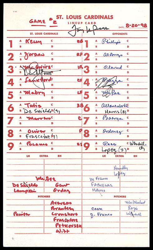 1998 MARK MCGWIRE ROGER MARIS Gameday Program, Poster, Scorecard &  Lineup Sheet