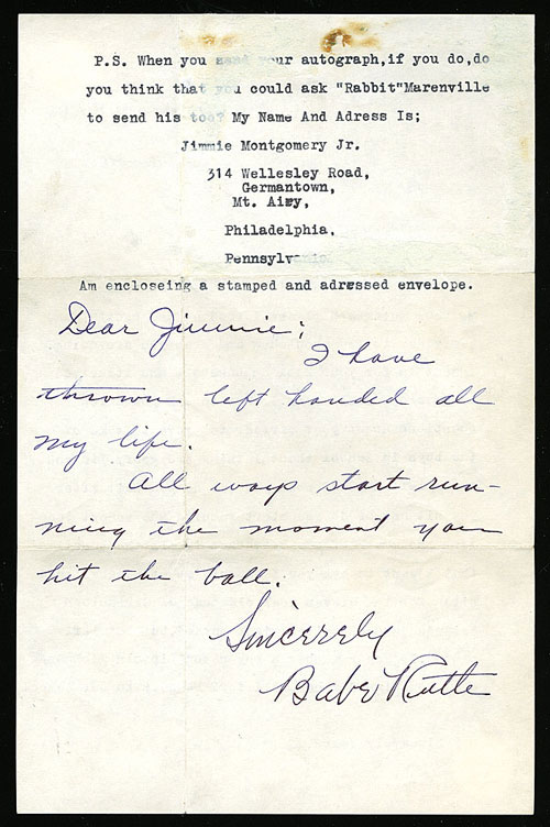 Letter written by Babe Ruth to Boston Globe writer up for auction