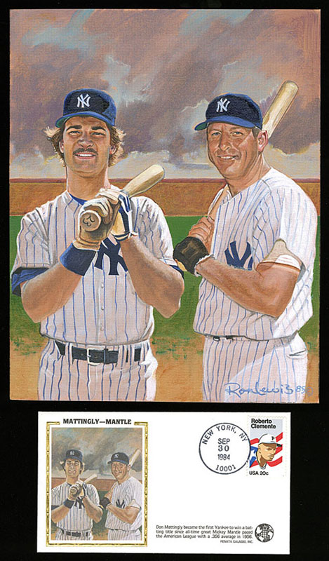 Don Mattingly and Mickey Mantle and together on the field by Ron