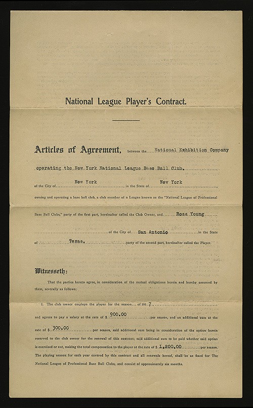 1917-ross-youngs-signed-new-york-giants-contract-with-cover-letter-rookie-contract