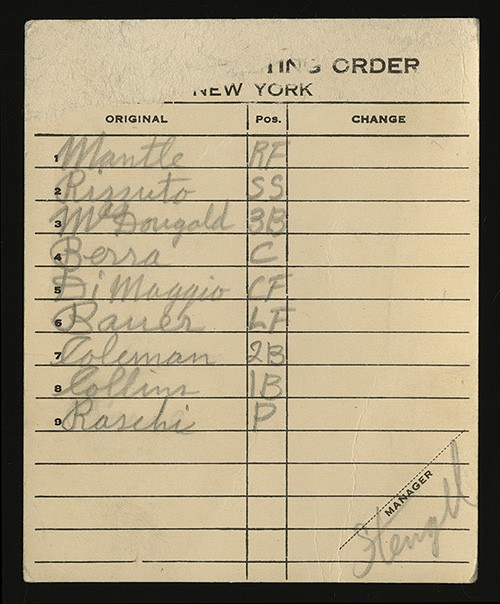 New York Yankees Signed Lineup Cards, Collectible Yankees Lineup Cards