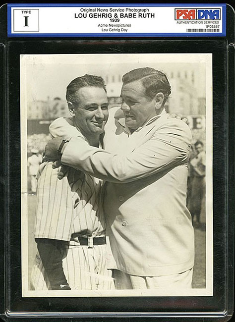 Lot Detail - Outstanding 1939 Acme Newspictures Lou Gehrig Type I Original  News Service Photo PSA LOA