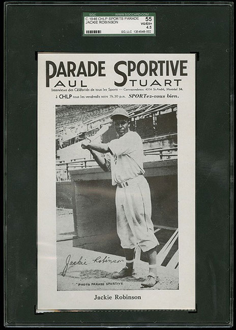 Lot Detail - 1946 Paul Stuart Parade Sportive Montreal Royals Team Card  With Jackie Robinson