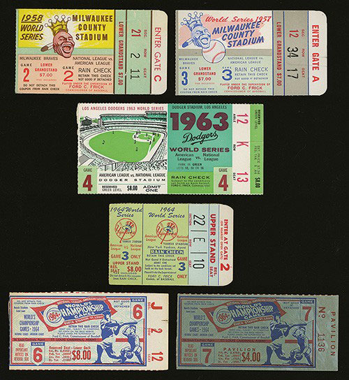 1958 World Series Game 3 Ticket Stub, New York Yankees Vs Milwaukee Braves  Auction