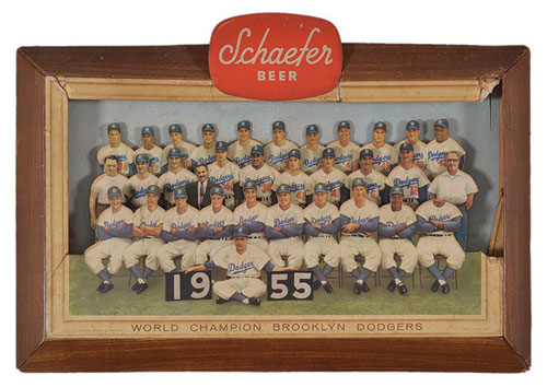 Collectible Exhibit Card depicting the Brooklyn Dodgers 1955 team