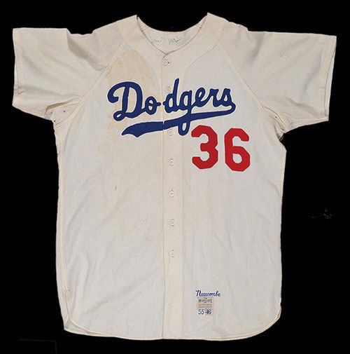 1955 George Shuba Game Worn Brooklyn Dodgers Jersey. Baseball