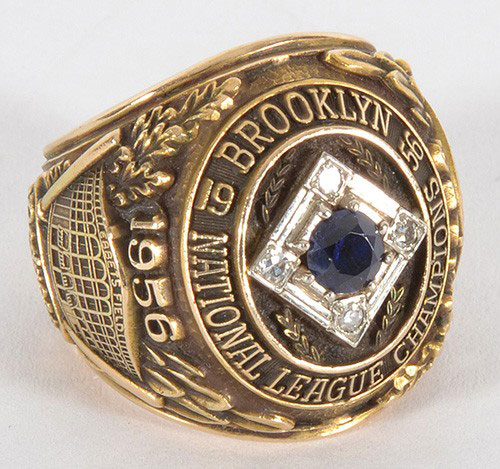 1955 Brooklyn Dodgers World Championship Ring Presented to Pitcher