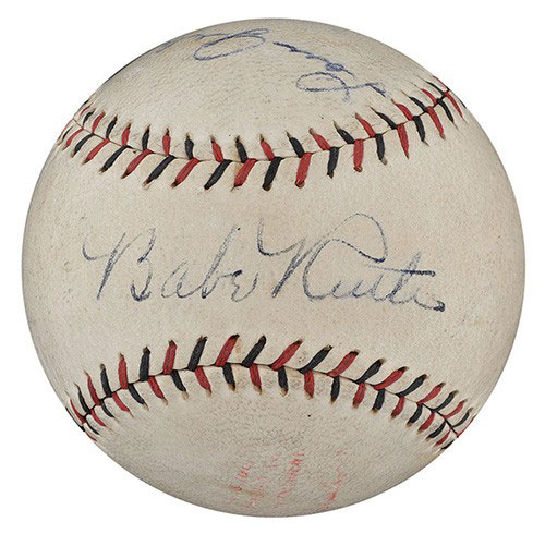 circa-1929-babe-ruth-and-lou-gehrig-dual-signed-baseball-psadna-nm-mt-8-second-highest-graded-example