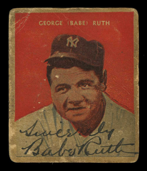 card babe ruth signed baseball