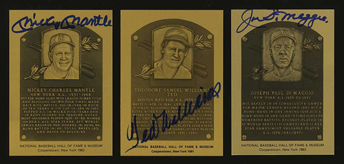 Autographed 1981-1989 Hall of Fame Metallic Plaque Cards - 67 of the 69