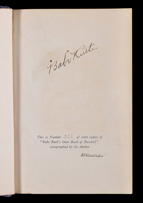 Sell Your Babe Ruth's Own Book of Baseball Signed at NDS Auctions