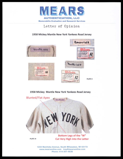 1958 Mickey Mantle Game Worn New York Yankees Jersey 