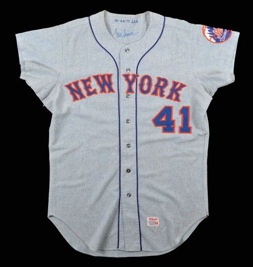 1967 Tom Seaver Game Worn New York Mets Rookie Jersey, MEARS, Lot #80086