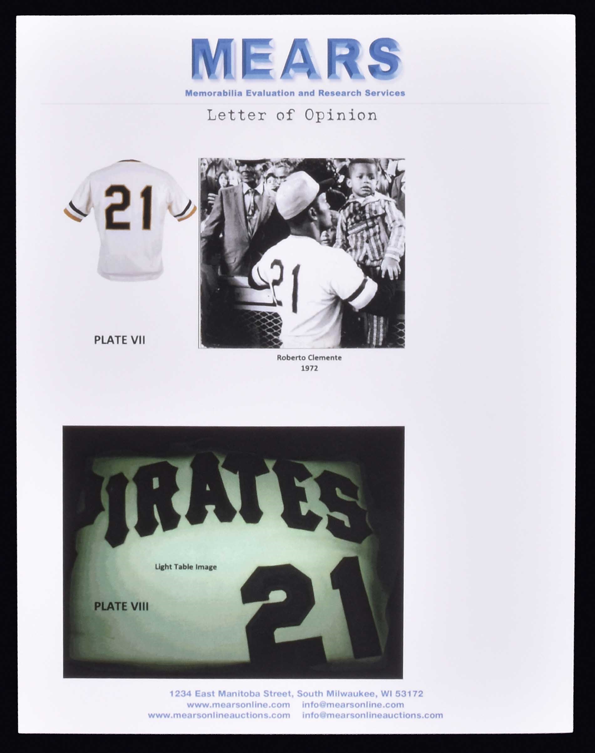 Early 1970's Roberto Clemente Game Worn Pittsburgh Pirates, Lot #80087