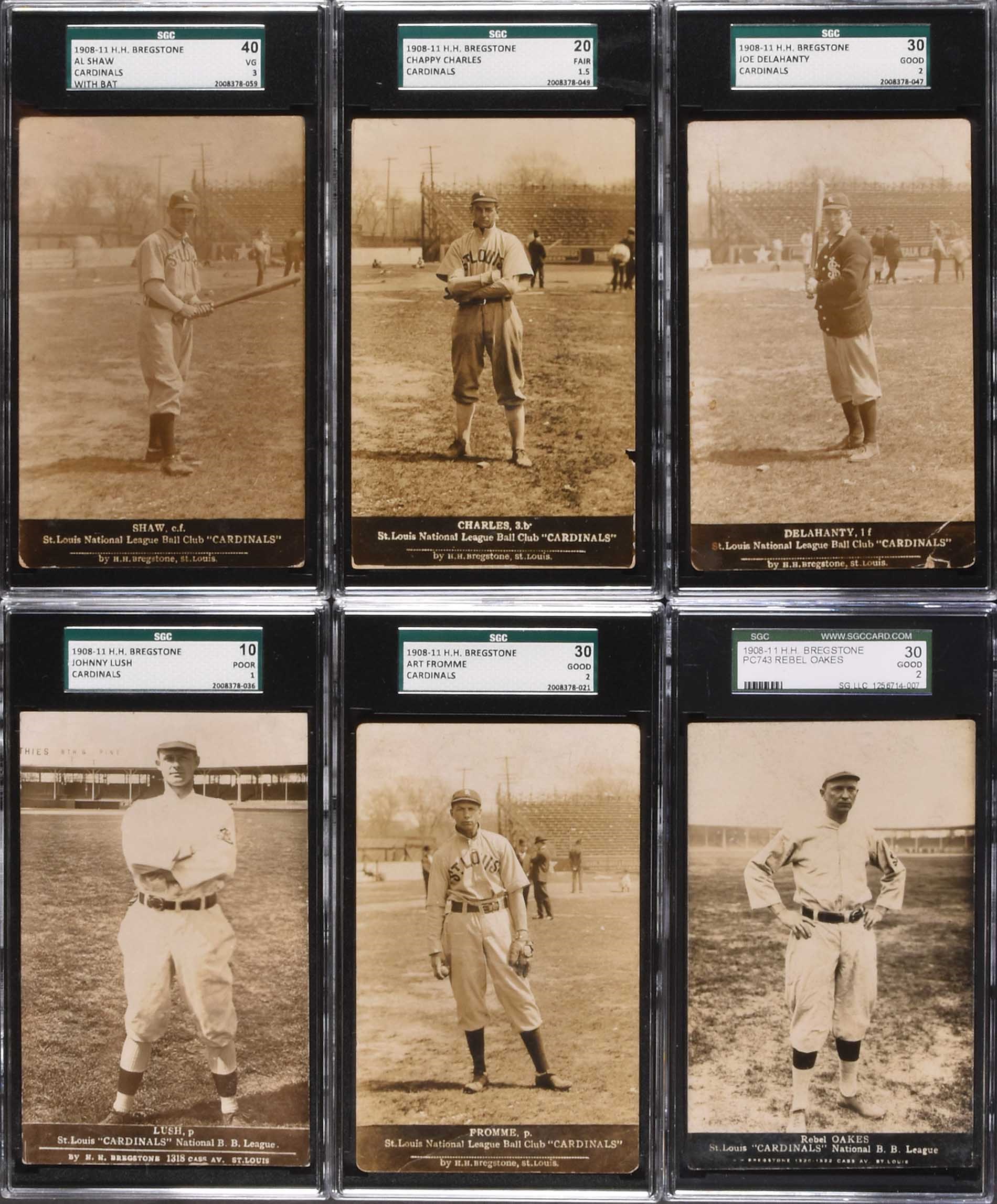 19081911 PC743 H. H. Bregstone Postcards St. Louis Cardinals SGC