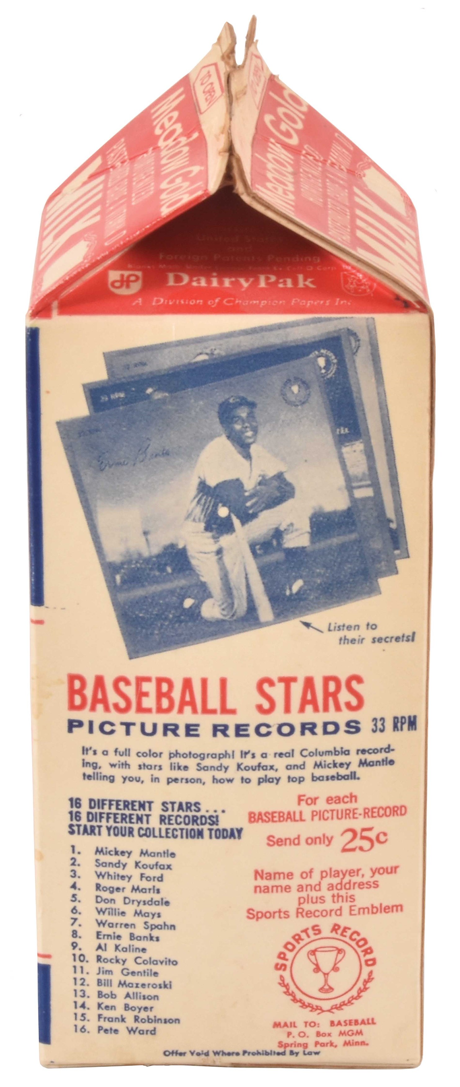 1964 Baseball Sports Champions 33 RPM Record Set