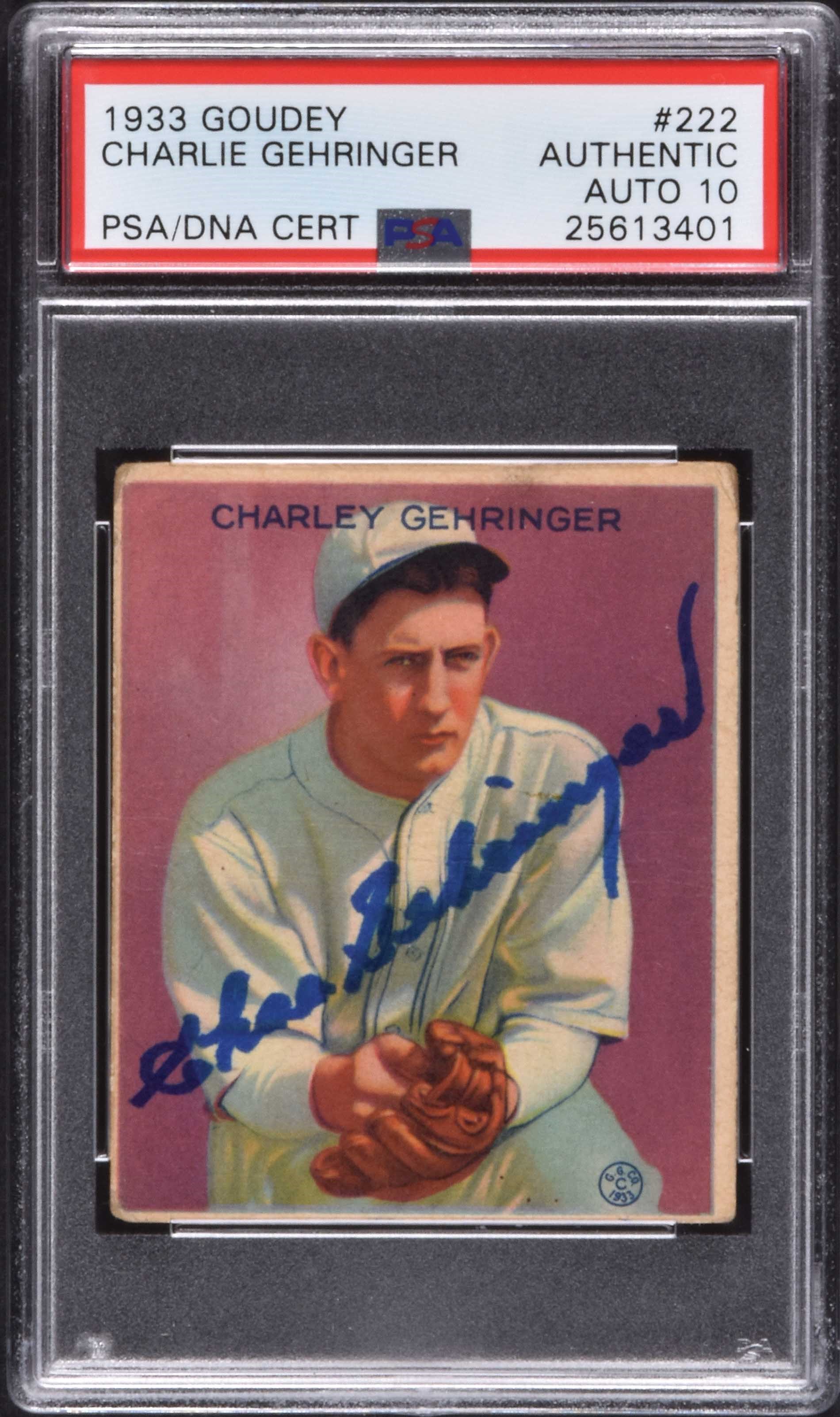 At Auction: 1933 Goudey #222 Charlie Gehringer.