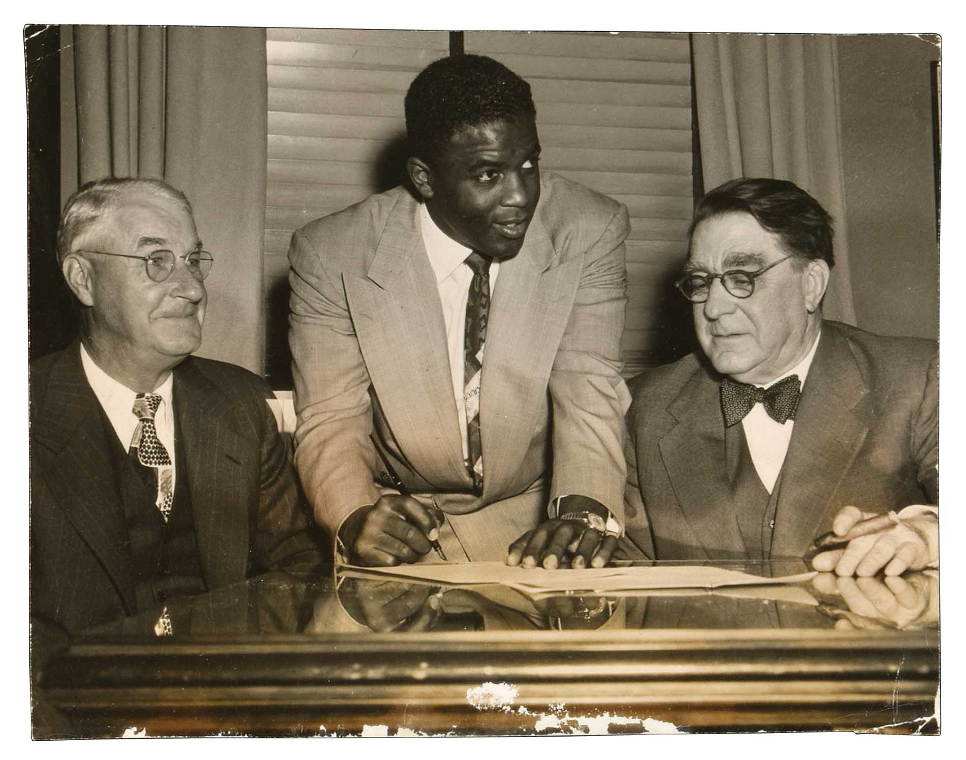 Charitybuzz: 1947 Jackie Robinson First Contract Signed by Dodgers Owner  Branch Rickey