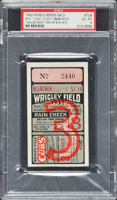 1932 World Series Game (3) ticket stub - Babe Ruth's Called Shot