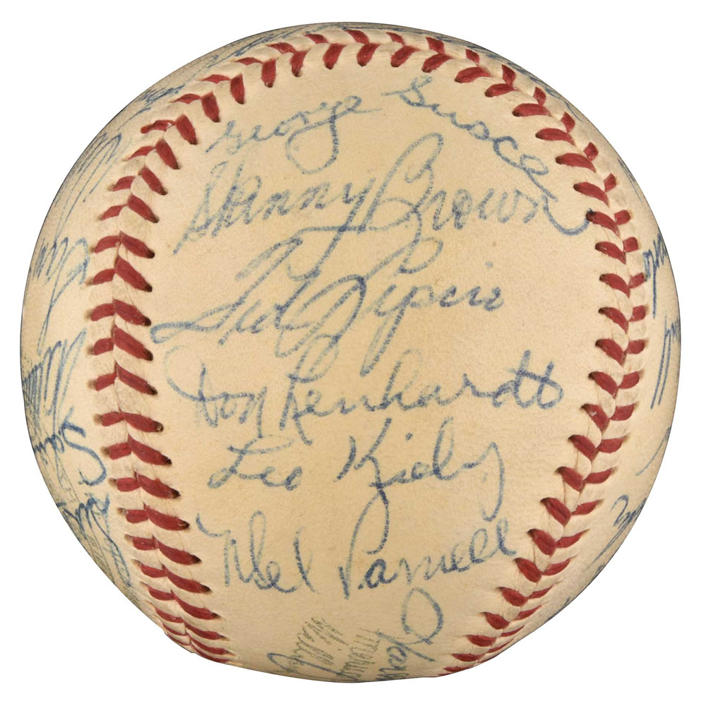 1954 Boston Red Sox Team Signed Baseball with Harry Agganis