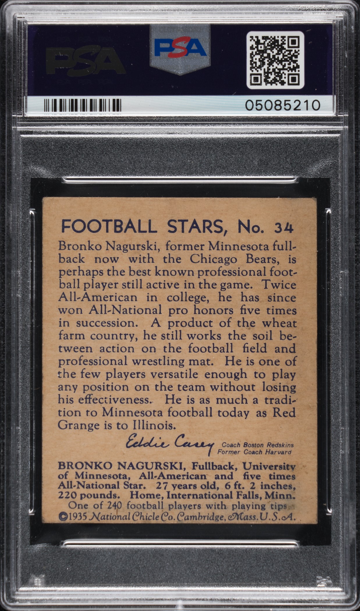 Sold at Auction: Rare 1935 National Chicle #34 Bronko Nagurski Rookie.