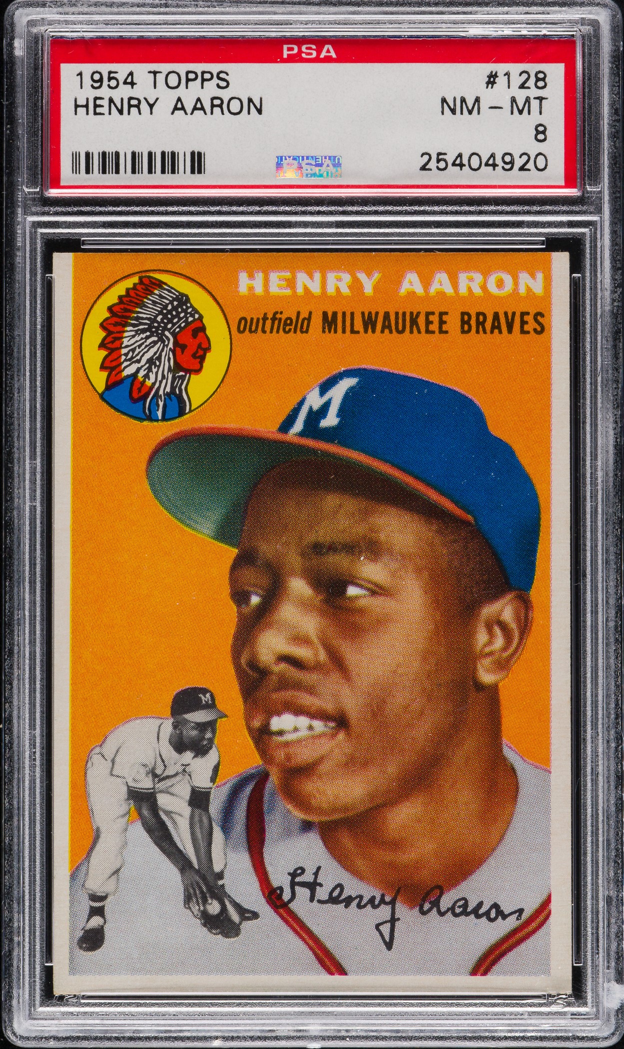  1954 Topps # 128 Hank Aaron Milwaukee Braves (Baseball