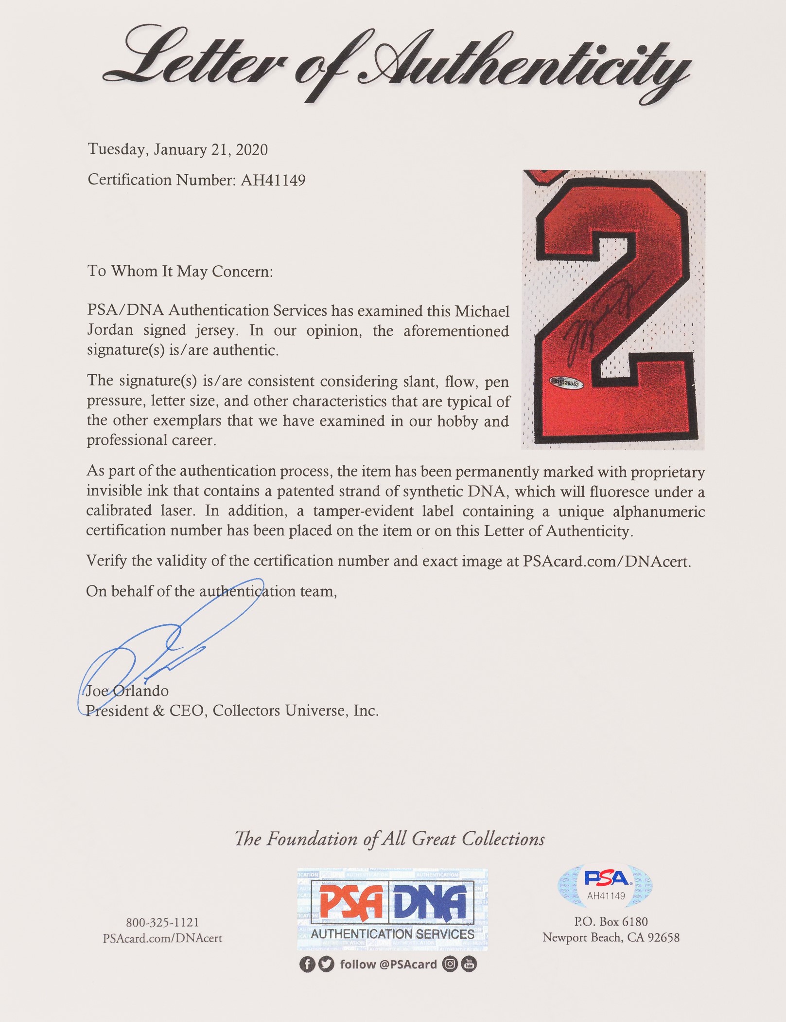 Michael Jordan Signed Wizards Authentic Nike Jersey (UDA COA)