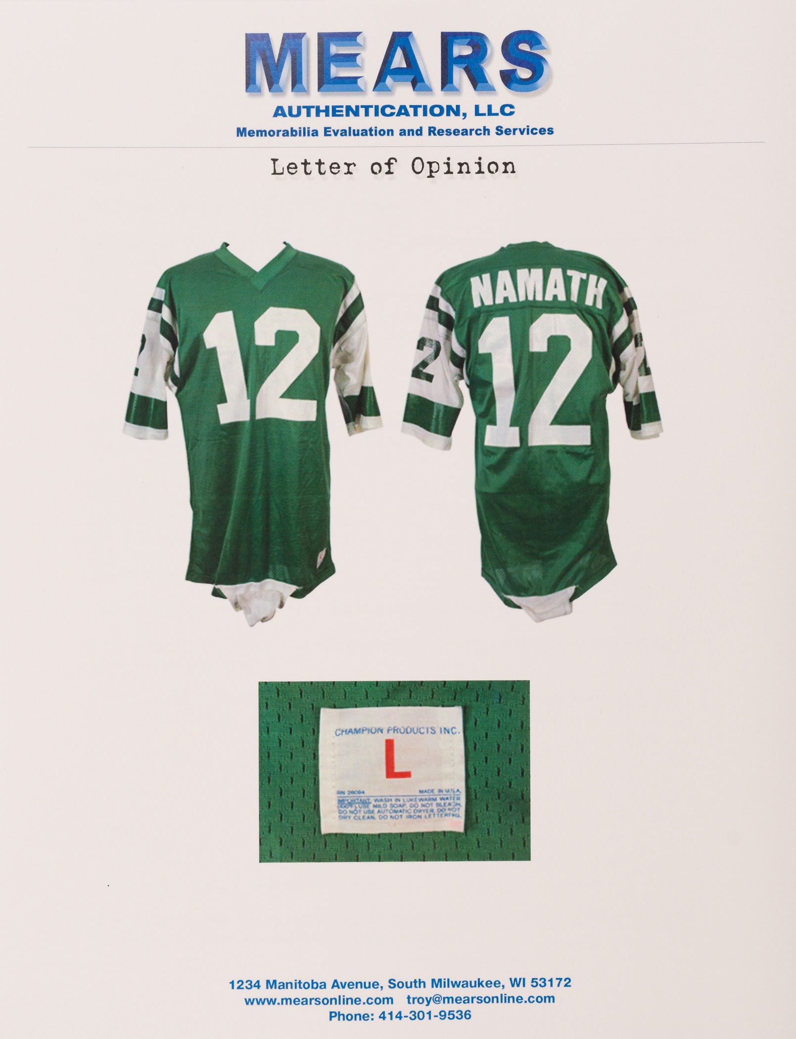 Lot Detail - Joe Namath 1970-73 New York Jets Game Worn Road Jersey -  Repairs (MEARS A7)