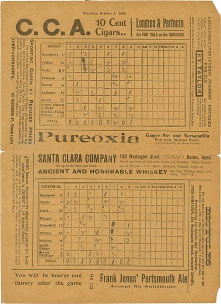1903 World Series Game Three Program (Boston Americans).